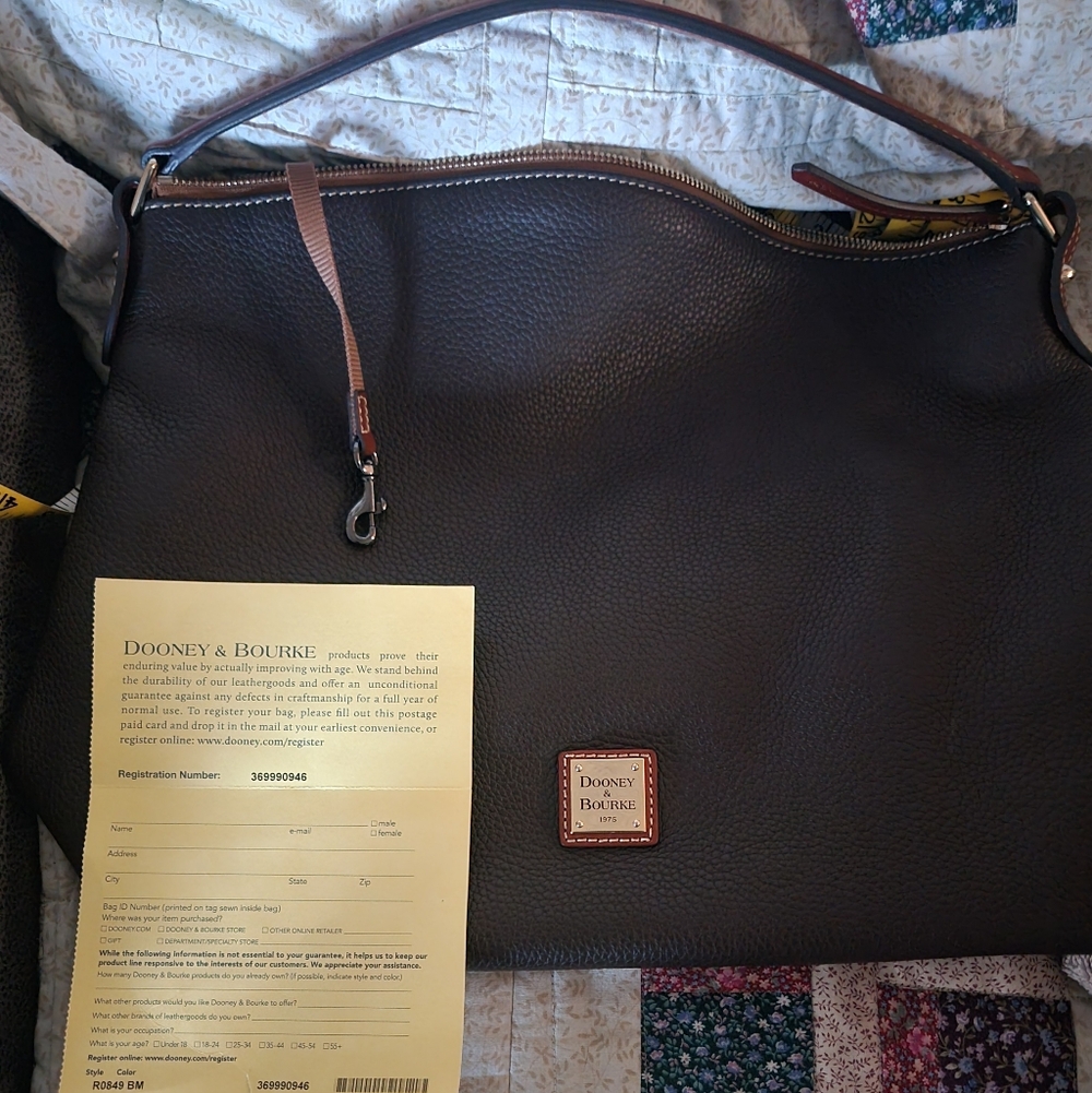 Dooney & Bourke Pebble Grain Leather Large East West Sac Brown